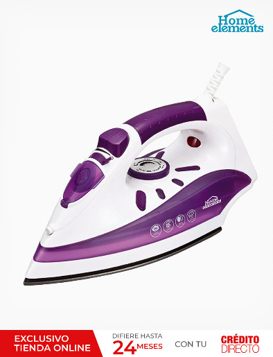 Plancha a Vapor 1100W Morado | Home Elements