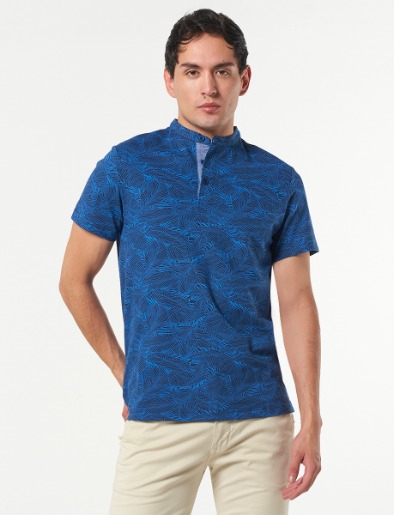 Camiseta Polo Hojas Azul