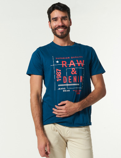 Camiseta Raw y Denim Petroleo