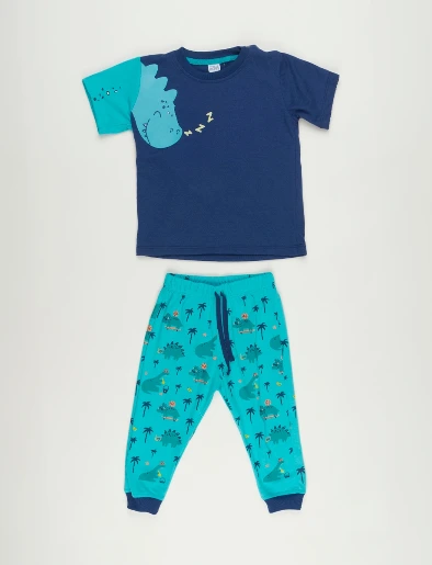 Pijama Camiseta + Pantalón Dino Azul