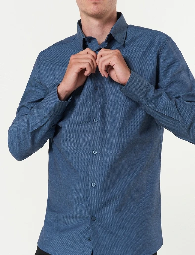 Camisa Textura Azul Marino