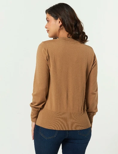 Sweater con Abertura Camel