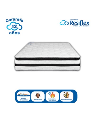 Colchón Superflex Antiácaro 1 ½ plazas Memory Black & White 3D | Resiflex