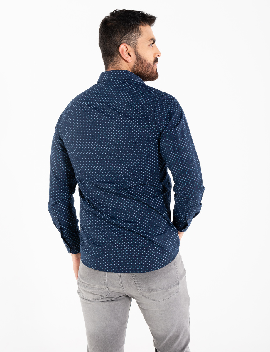 Camisa mini flores azul marino