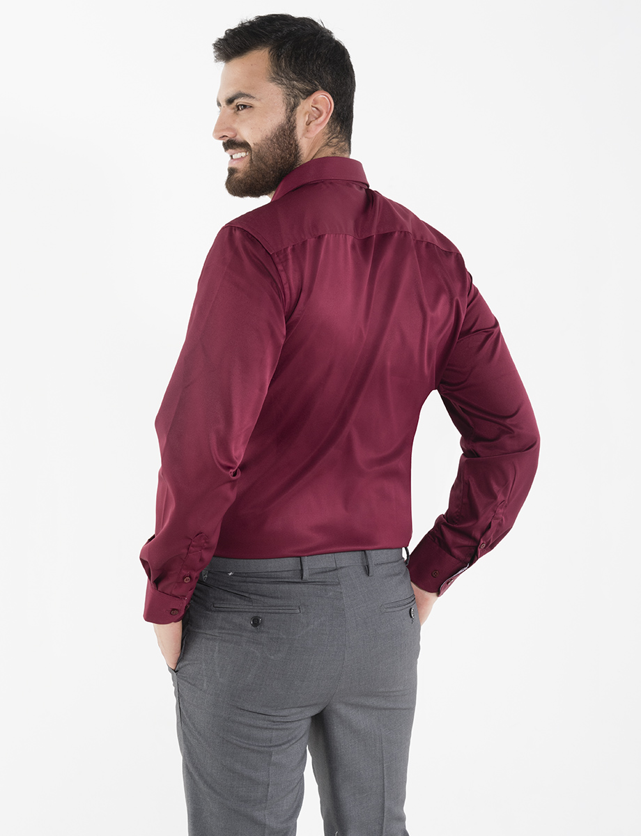 Camisa llana vino manga larga