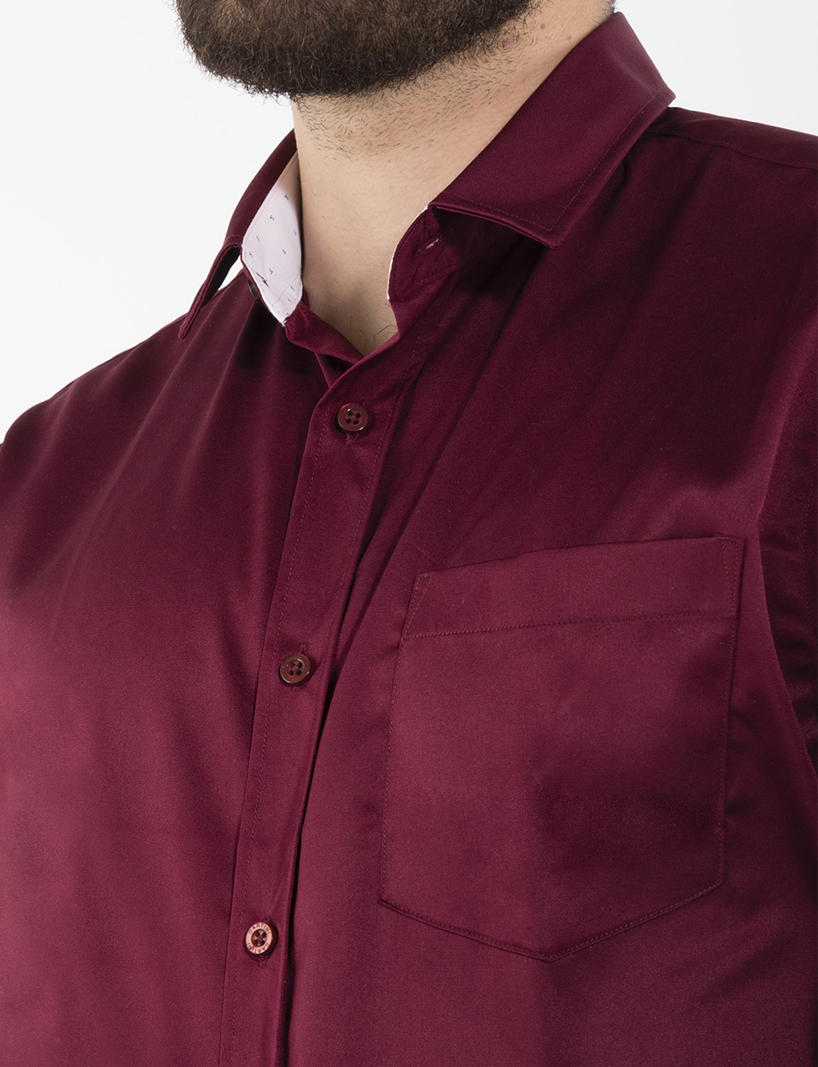 Camisa llana vino manga larga