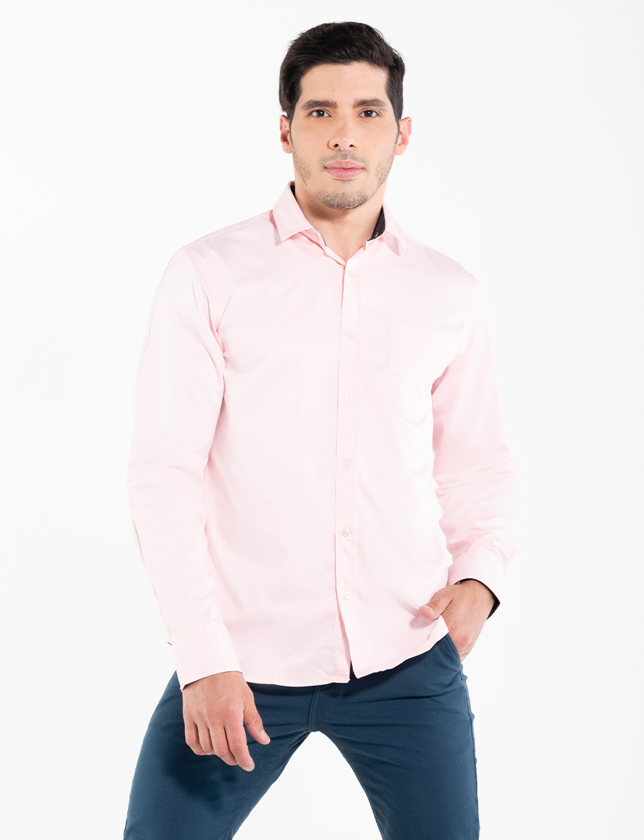 Camisa llana manga larga rosada