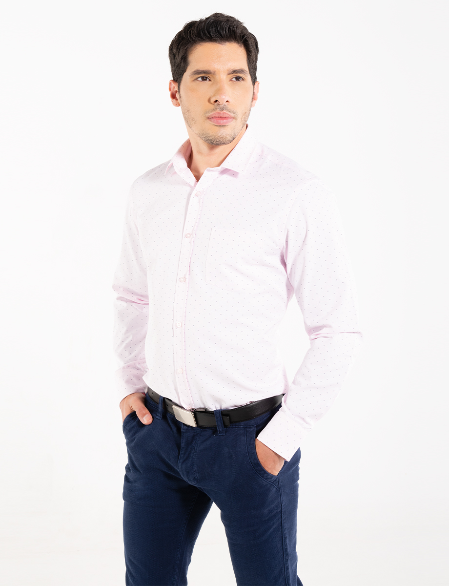 Camisa rosada mini prints manga larga