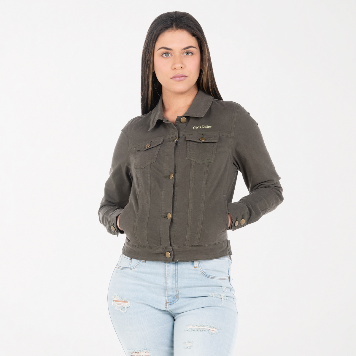 Chaqueta jean verde militar