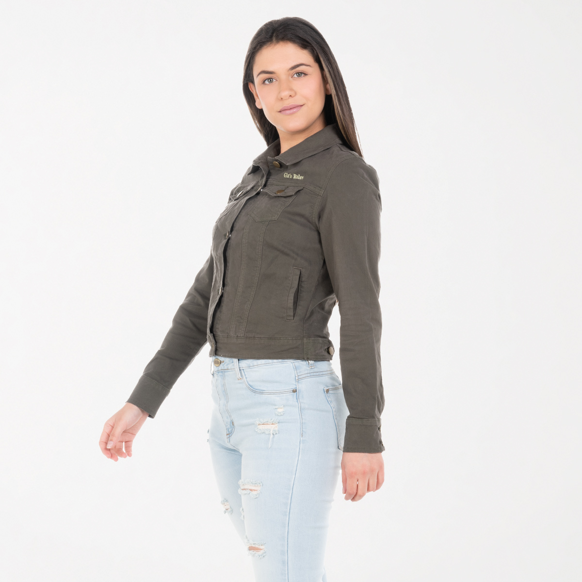 Chaqueta jean verde militar