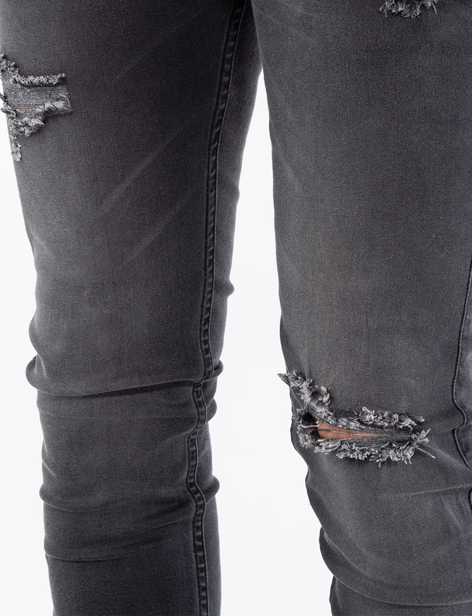 Jean skinny roto gris oscuro