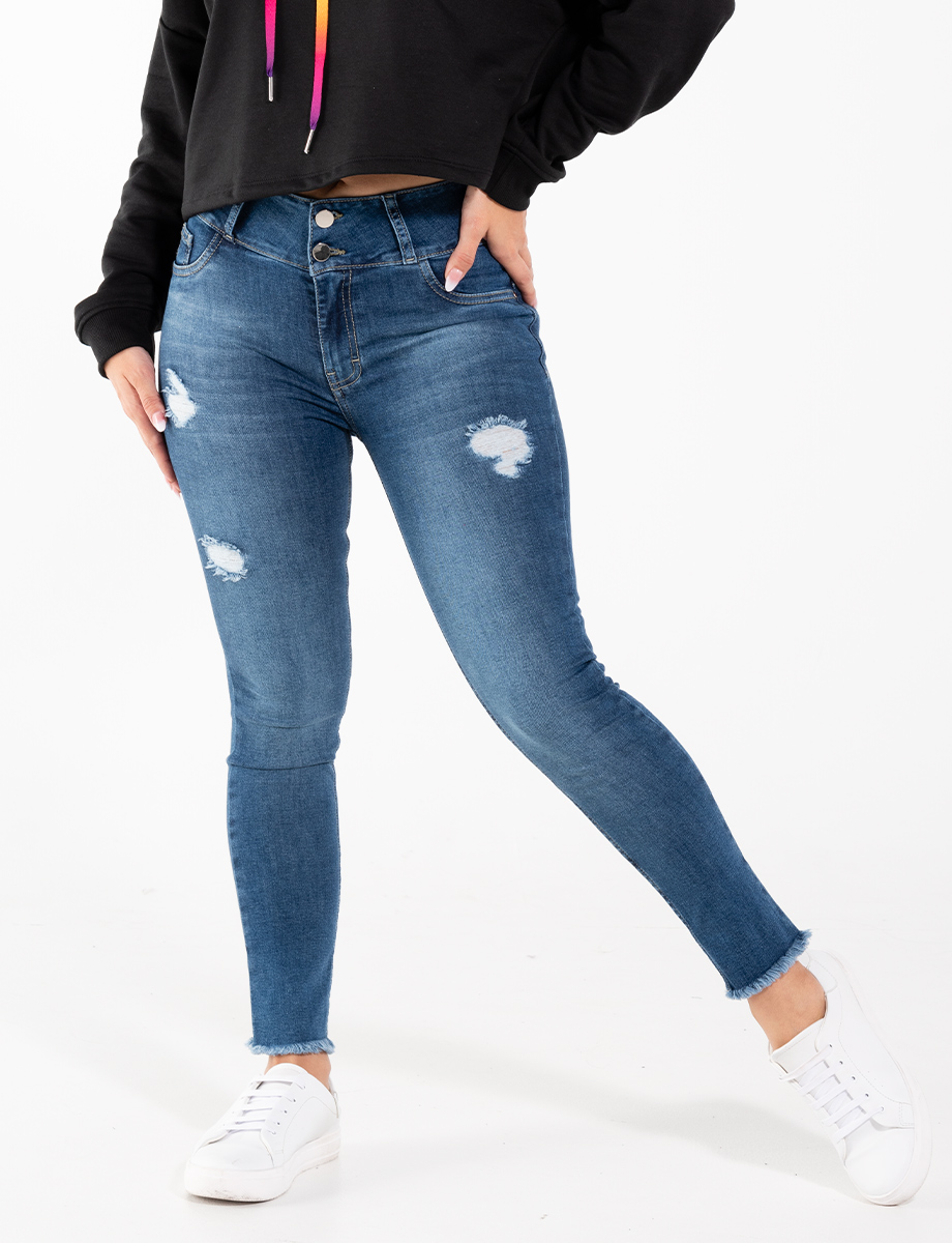 Jean capri roto 2 botones