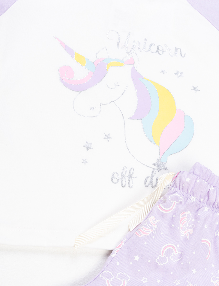 Pijama Unicornio lila-blanco