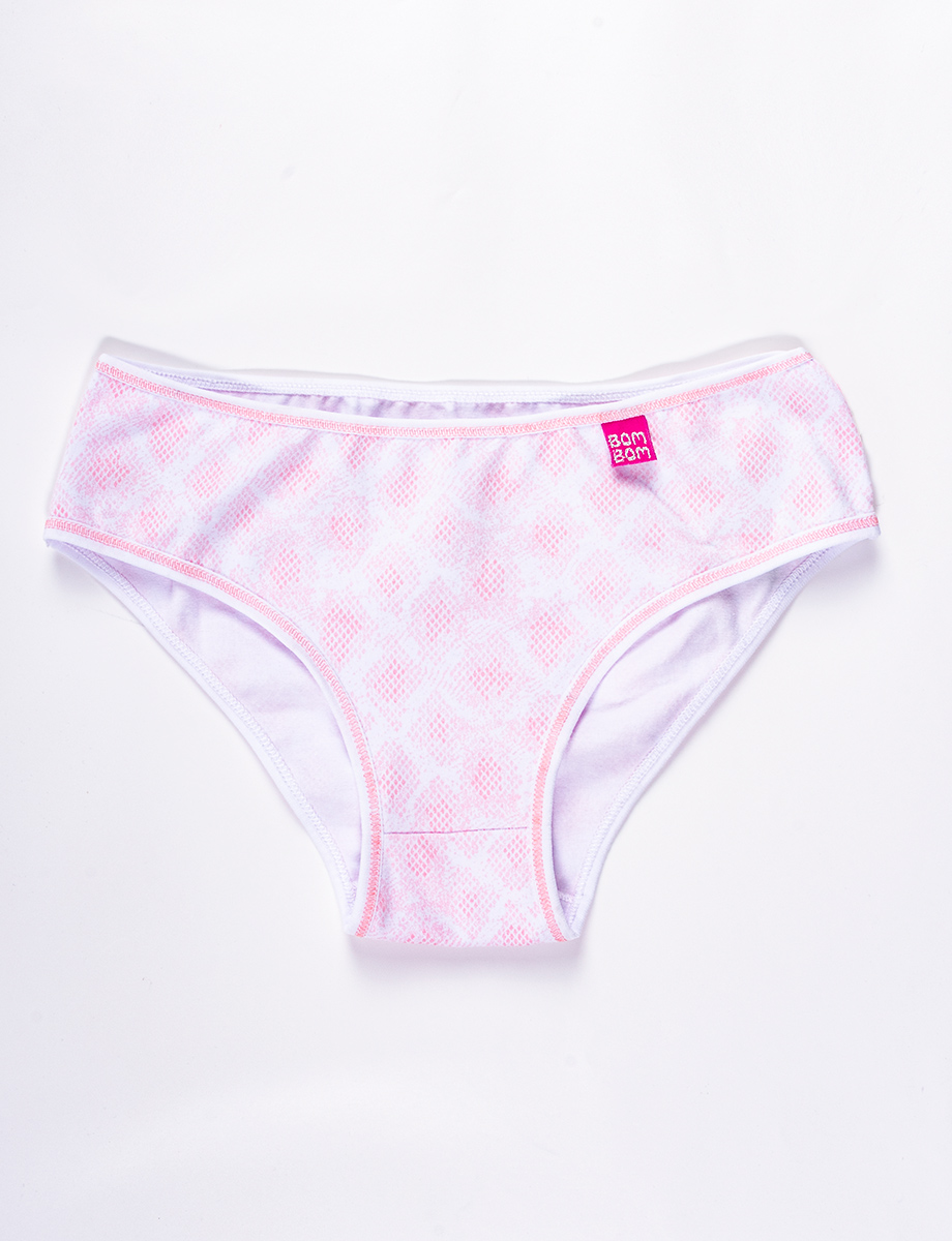 Bikini en algodón blanco-rosado
