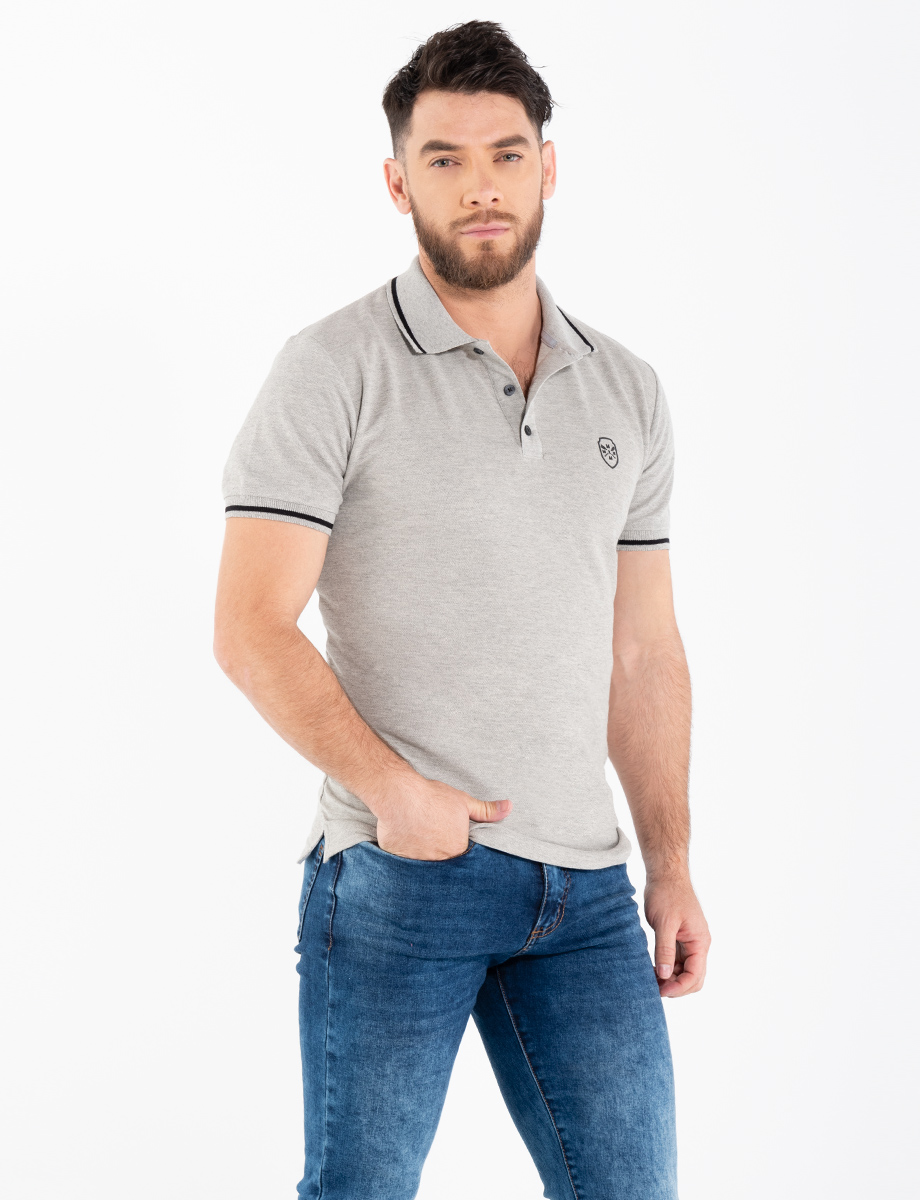 Polo cuello sport gris claro