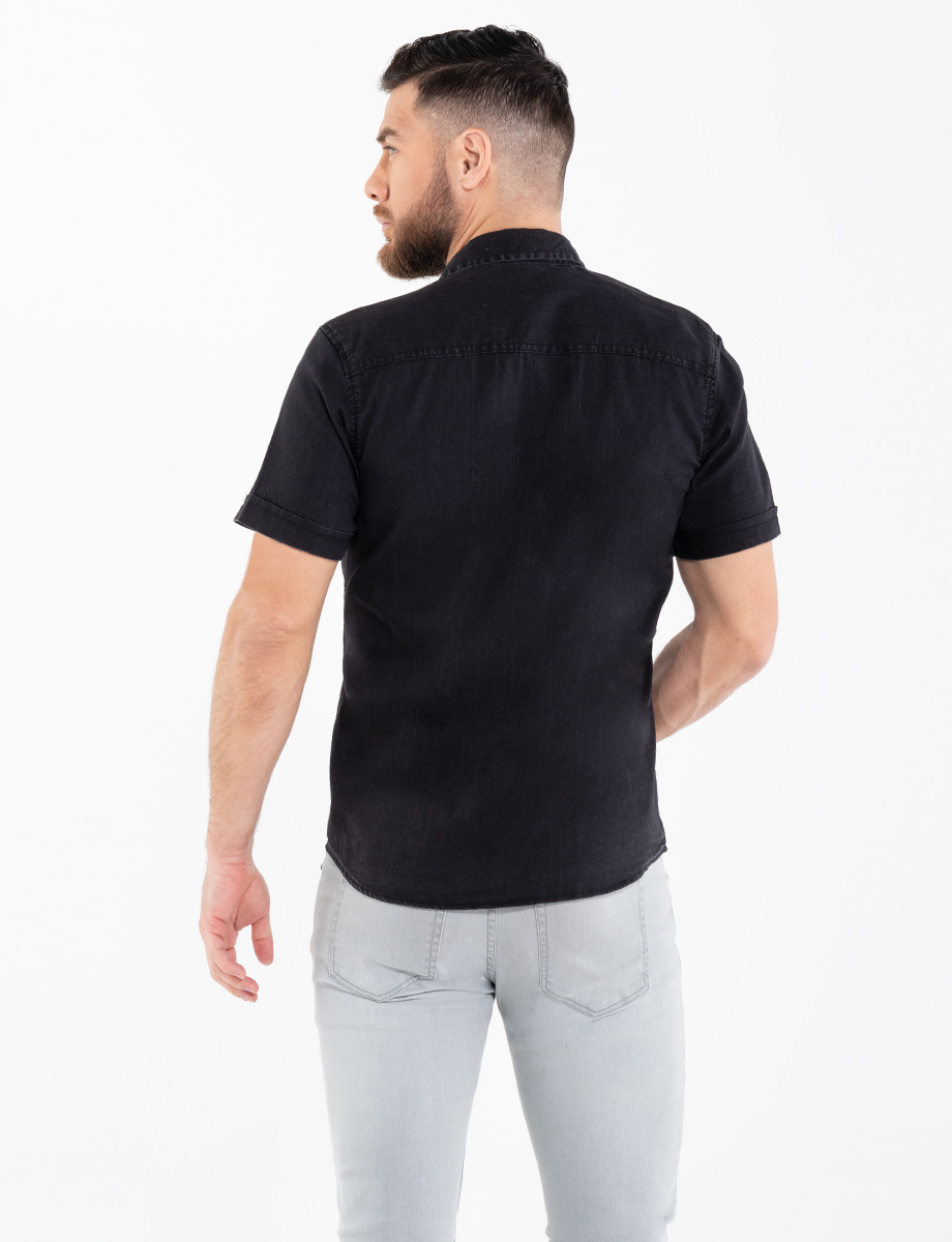 Camisa jean manga corta negra