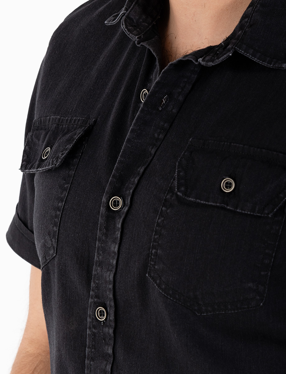 Camisa jean manga corta negra