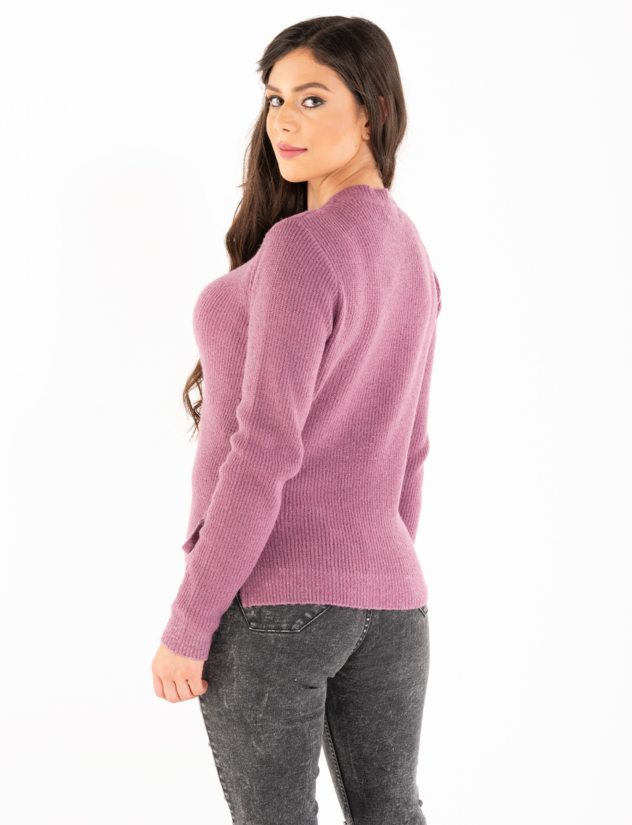 Sweater con lazo morado