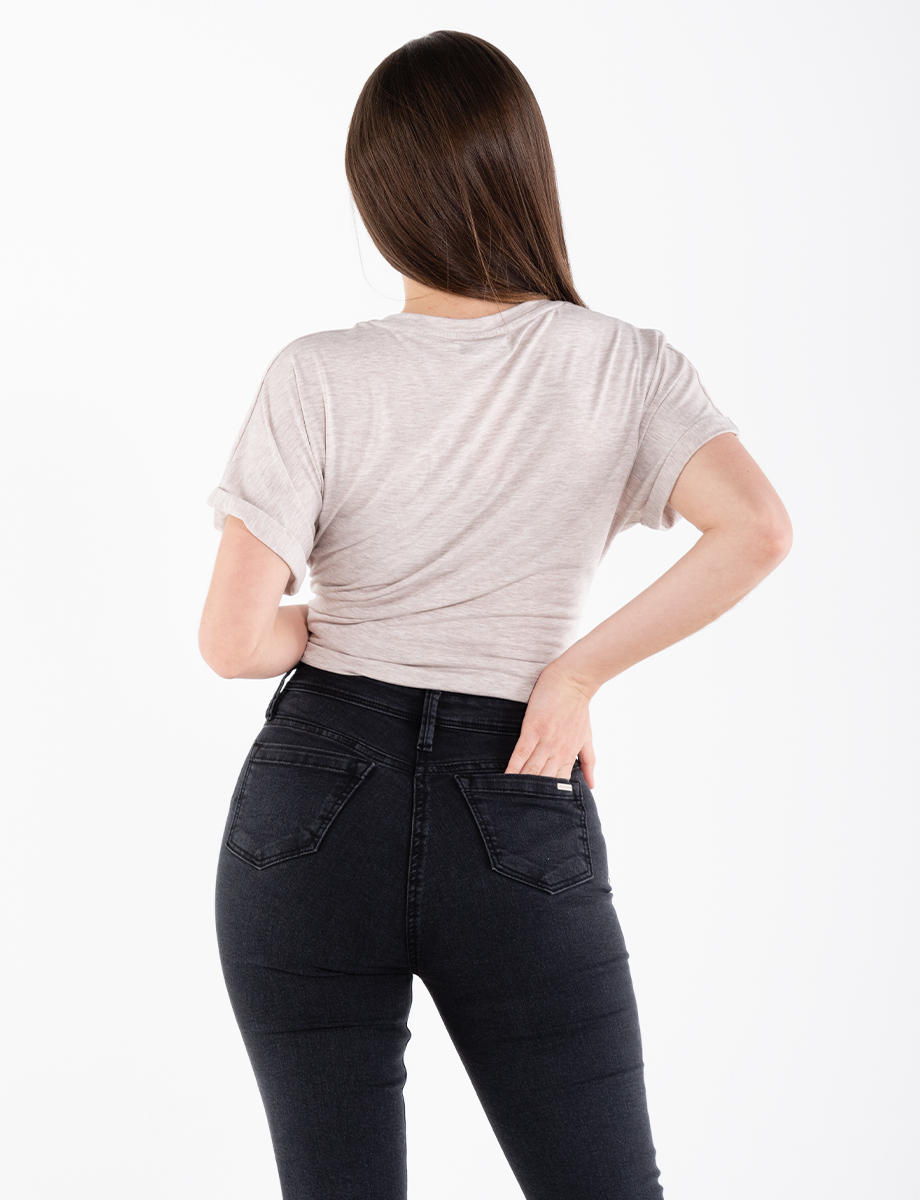 Camiseta lentejuelas gris