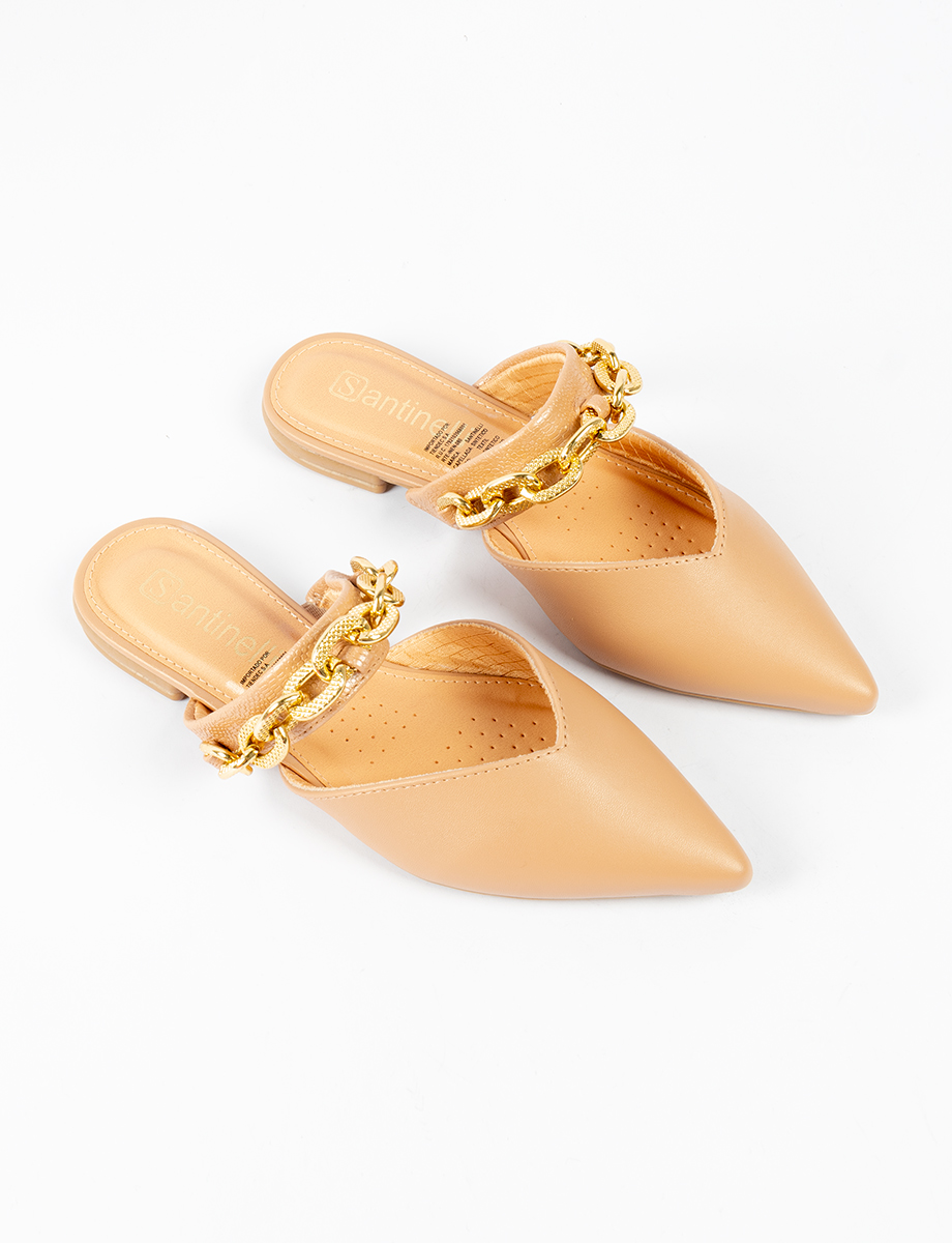 Sandalia flat palo de rosa con detalle