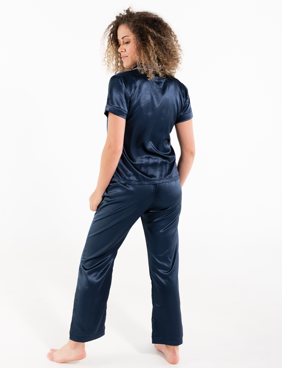 Pijama seda azul
