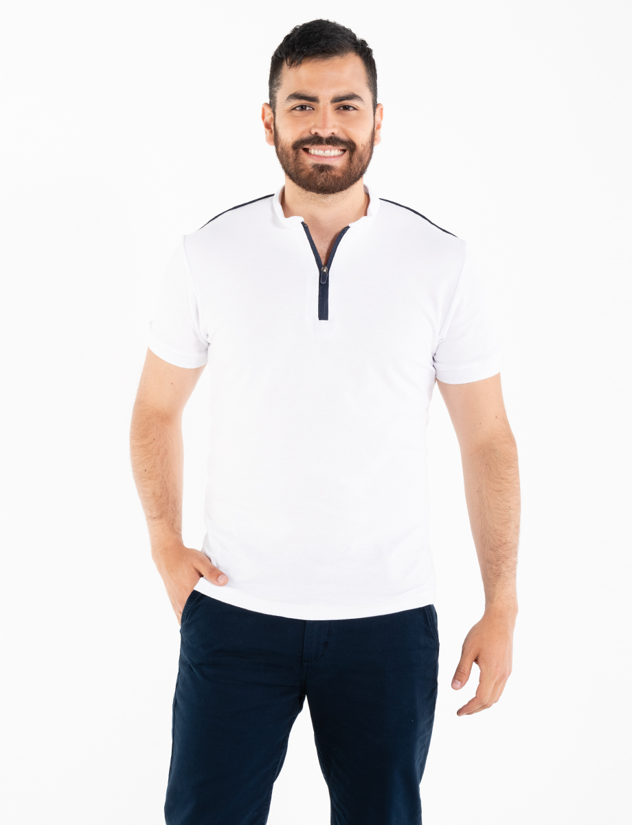 Polo cuello mao blanca