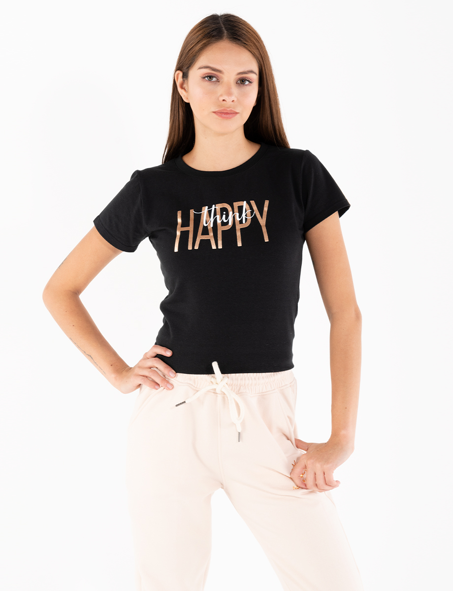 Camiseta negra Think Happy