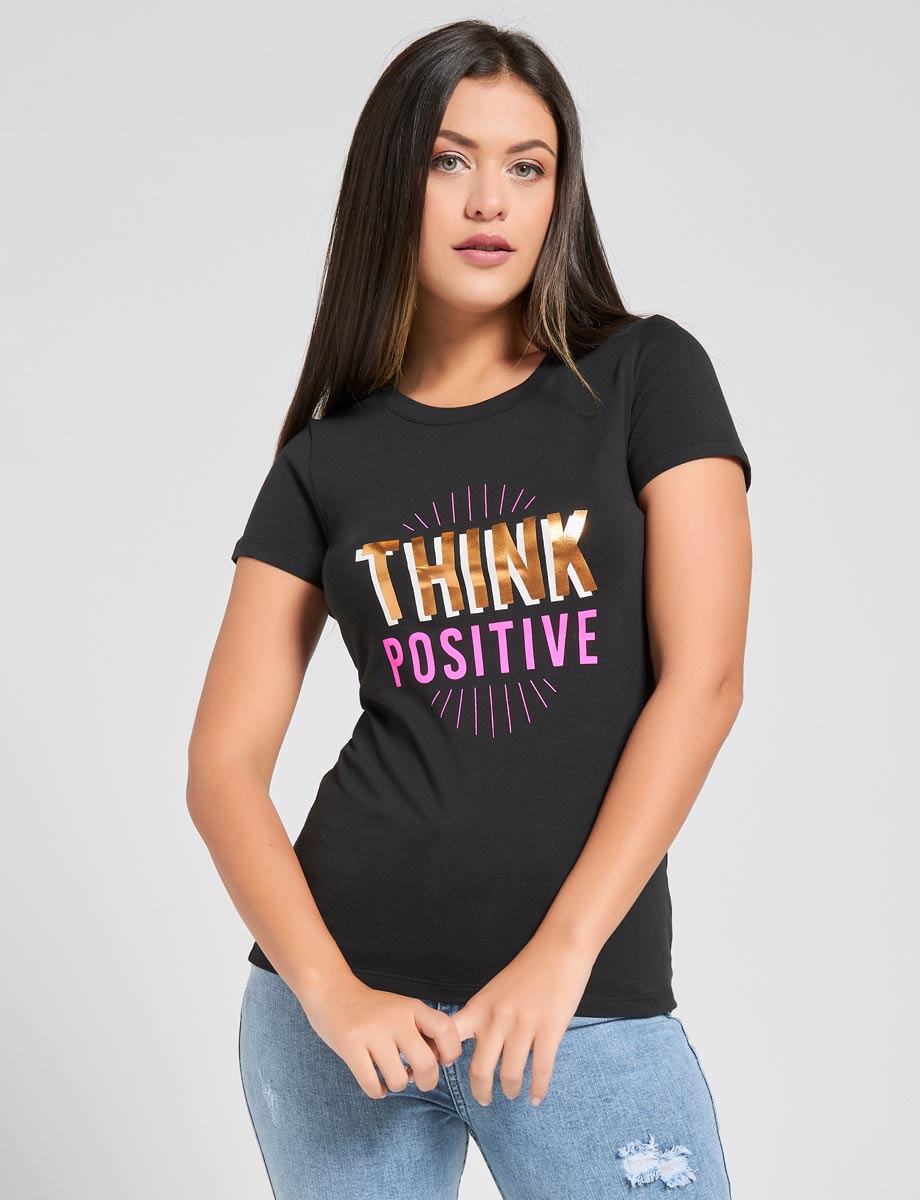 Camiseta Think Positive Unicolor