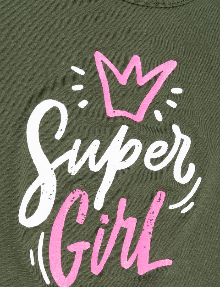 Camiseta Super Girl verde militar