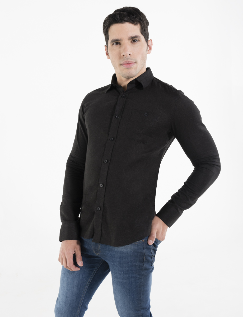 Camisa lino negra