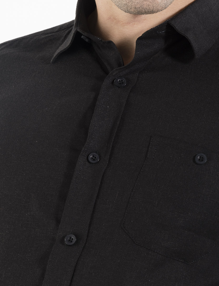 Camisa lino negra