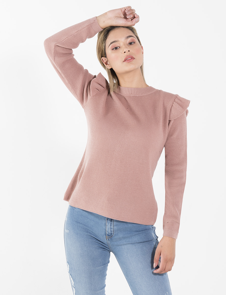 Sweater vuelos rosado