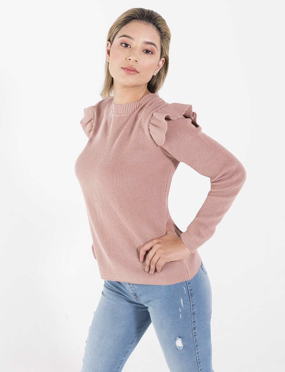Sweater vuelos rosado