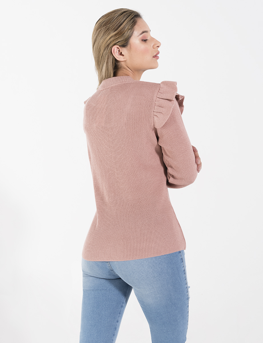 Sweater vuelos rosado