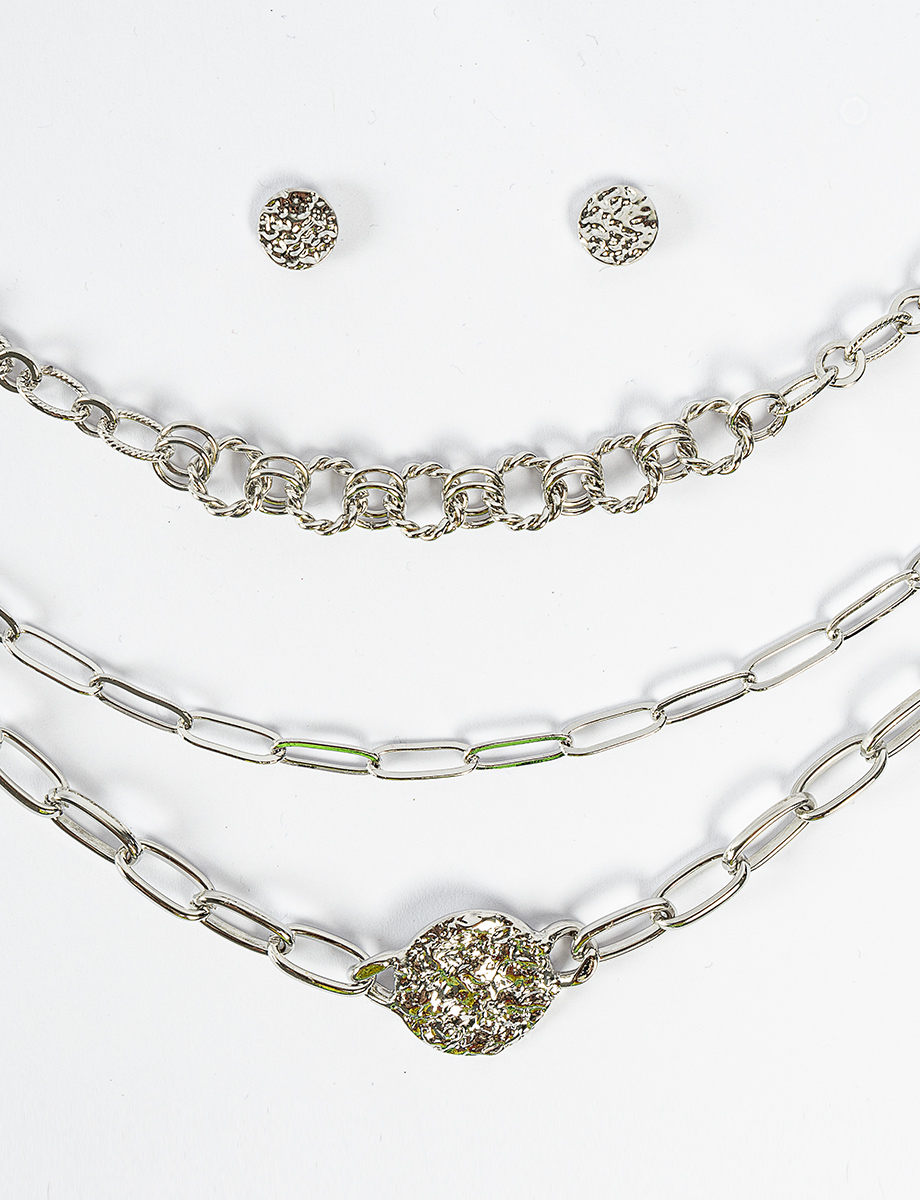Juego collar + aretes plata