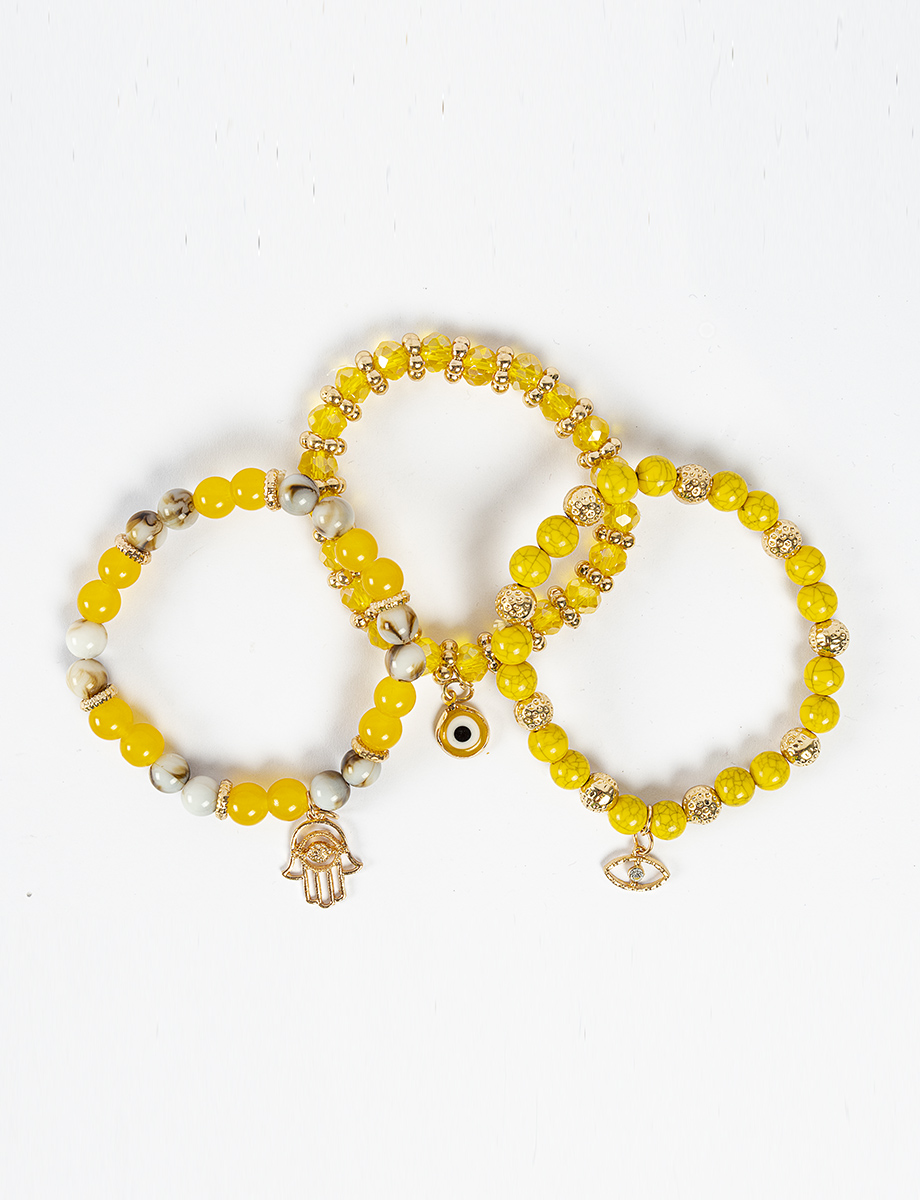 Pulsera x 3 perlas amarillas con dijes | BISUTERÍA | BISUTERÍA | MUJER | ACCESORIOS | RM Tienda Online