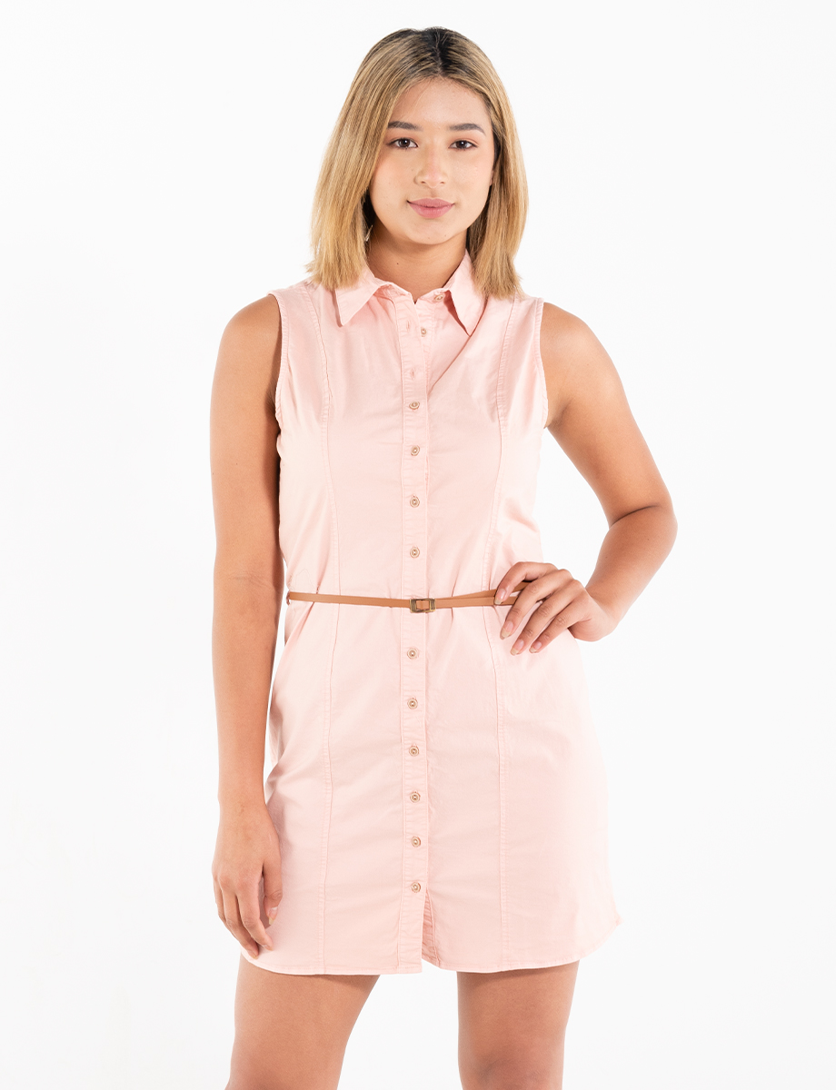 Vestido manga sisa unicolor