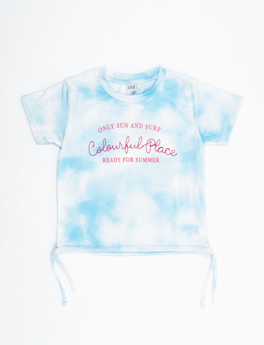 Camiseta Tie-dye celeste