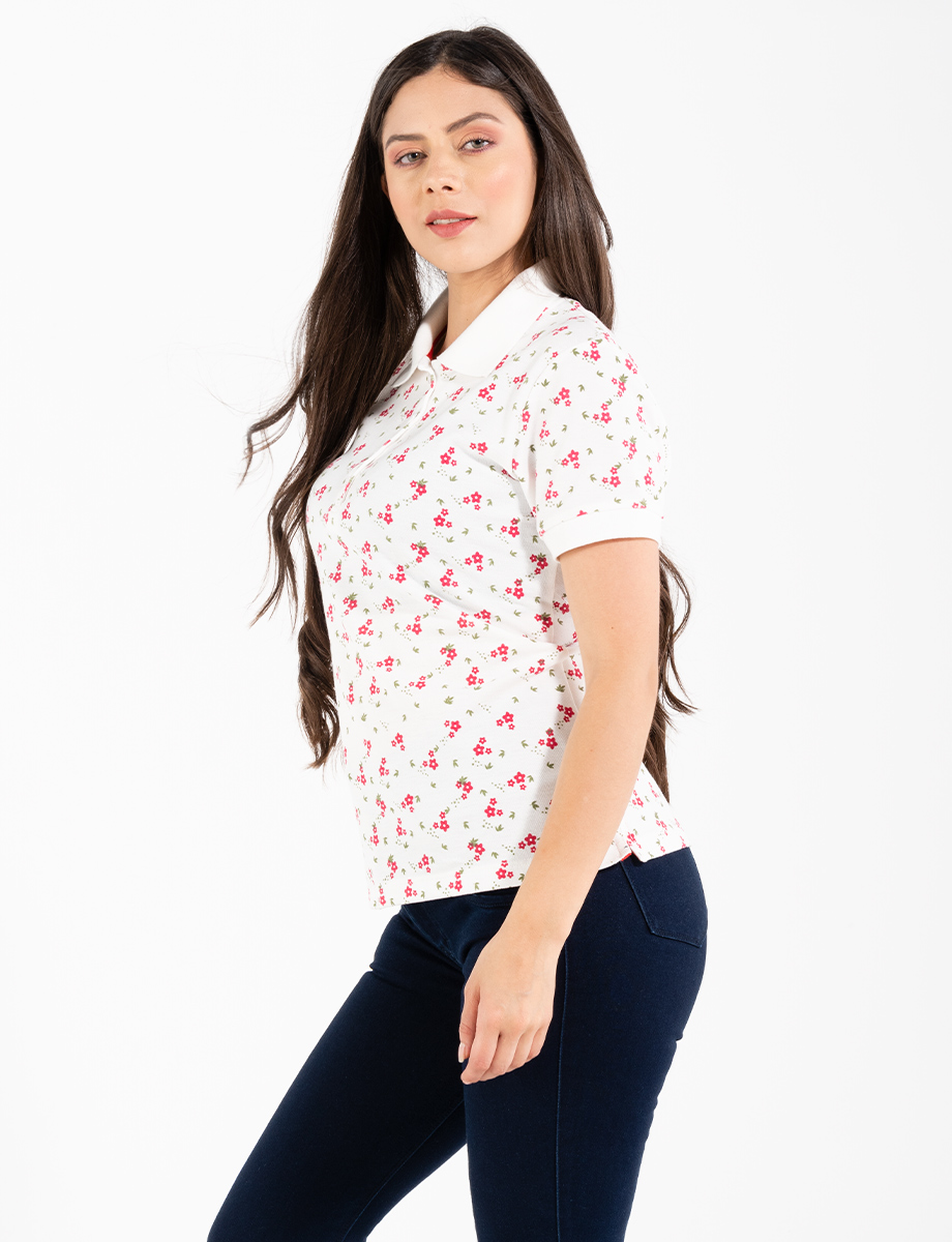 Polo Flores manga corta