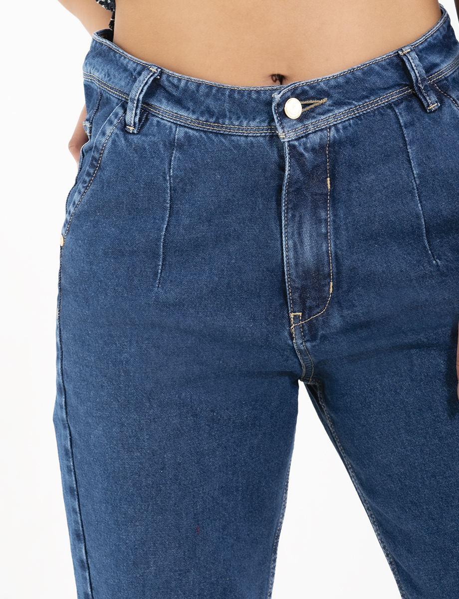 Jean slouchy tiro alto azul oscuro
