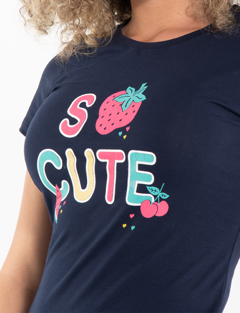 Camiseta So Cute azul marino