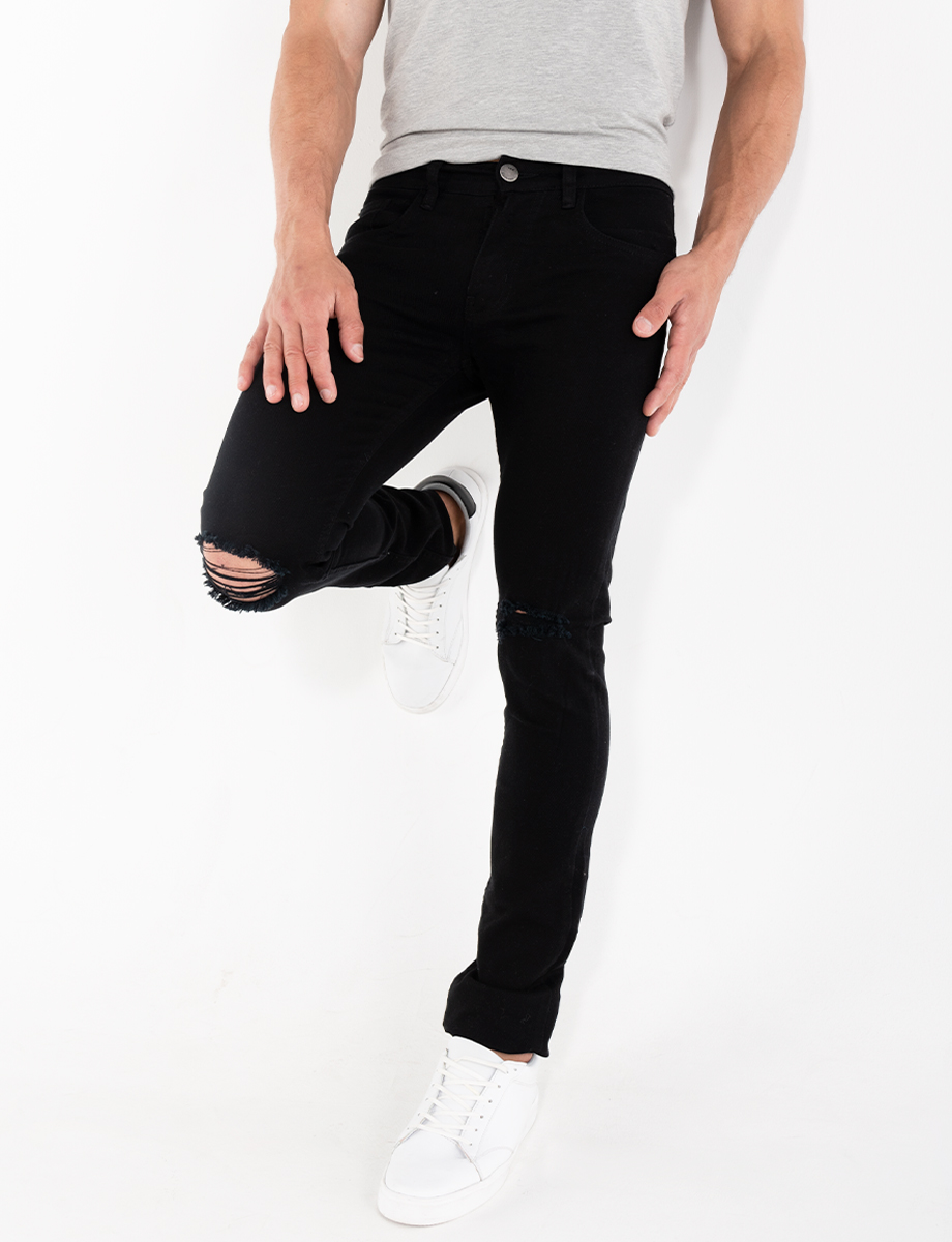Jean skinny roto negro
