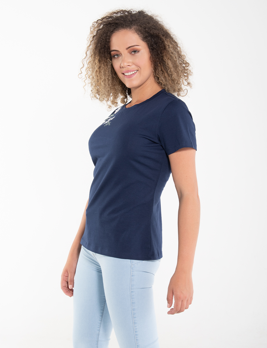 Camiseta unicolor bordado Flores