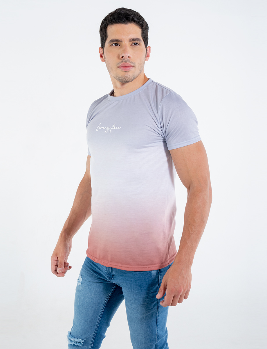 Camiseta Living Free con degradado