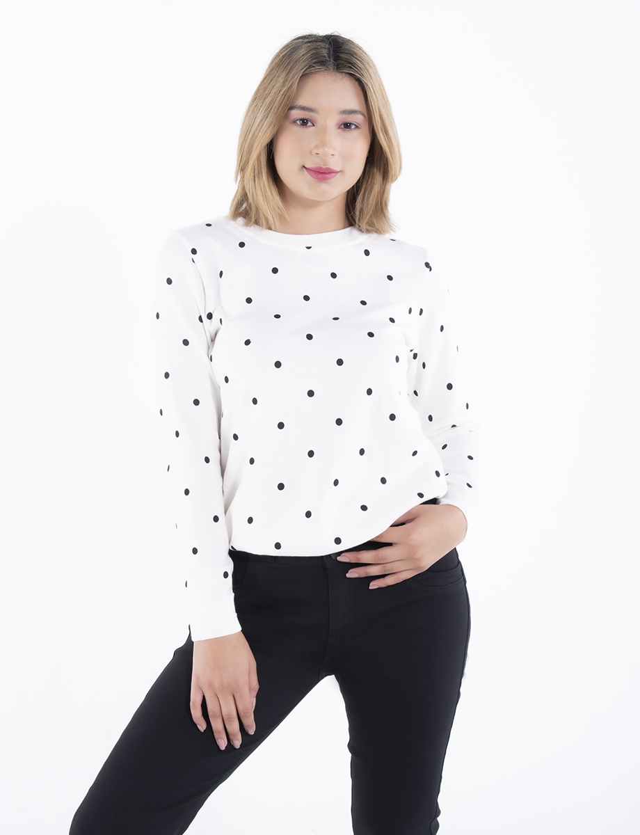 Sweater blanco mini prints