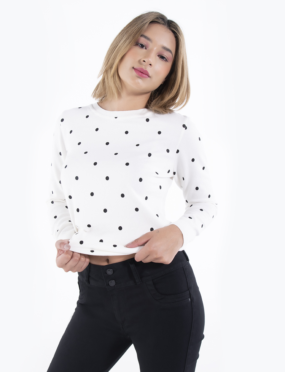 Sweater blanco mini prints