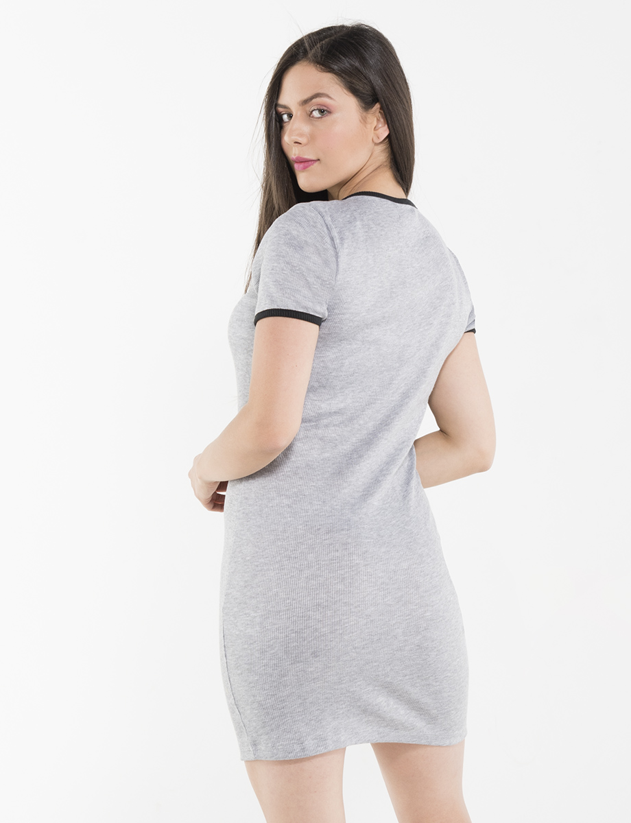 Vestido manga corta gris