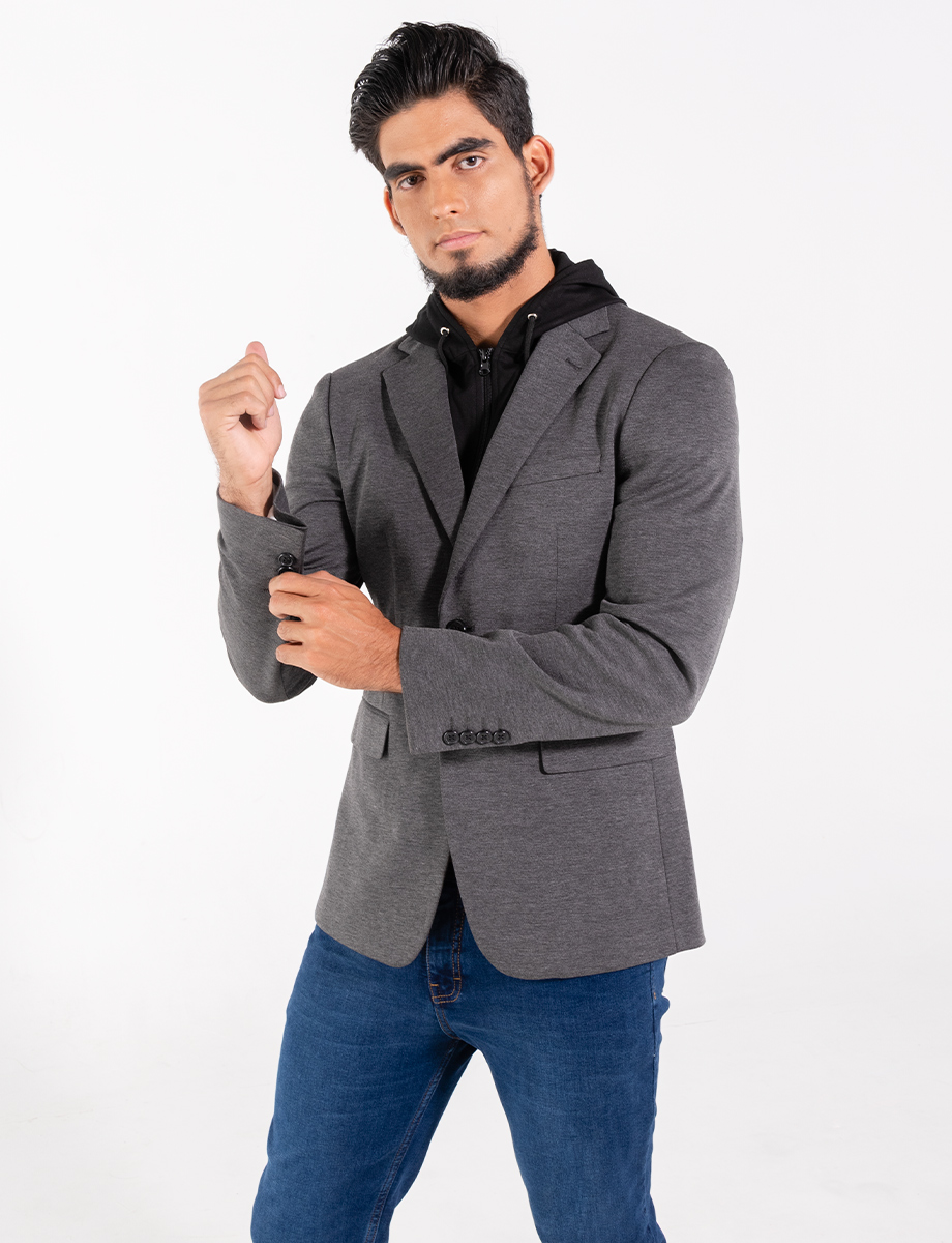Blazer gris con capucha