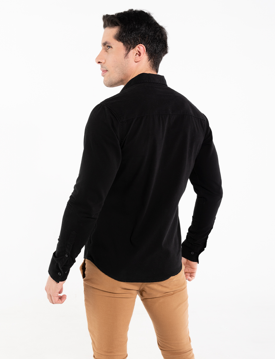 Camisa denim negra manga larga