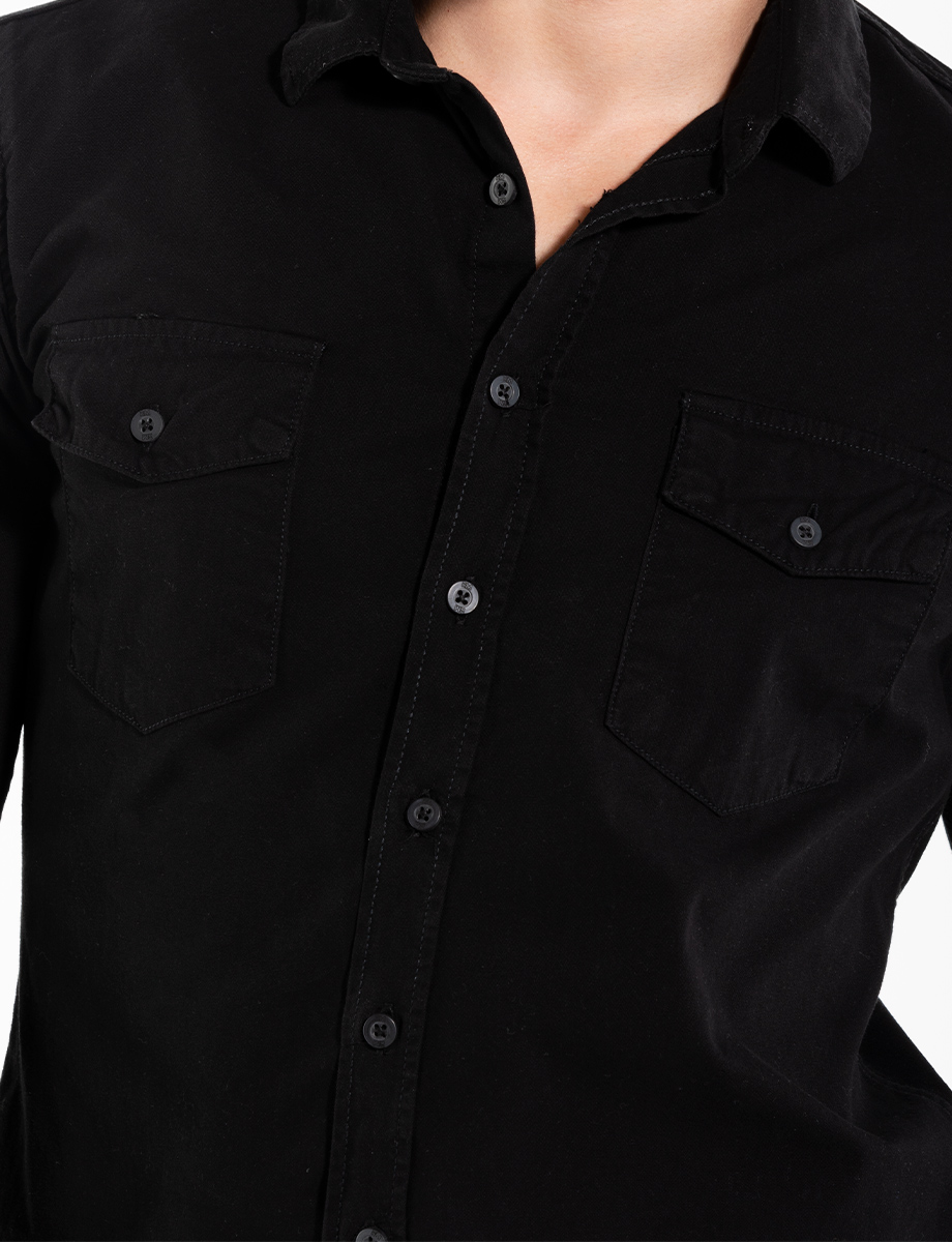 Camisa denim negra manga larga